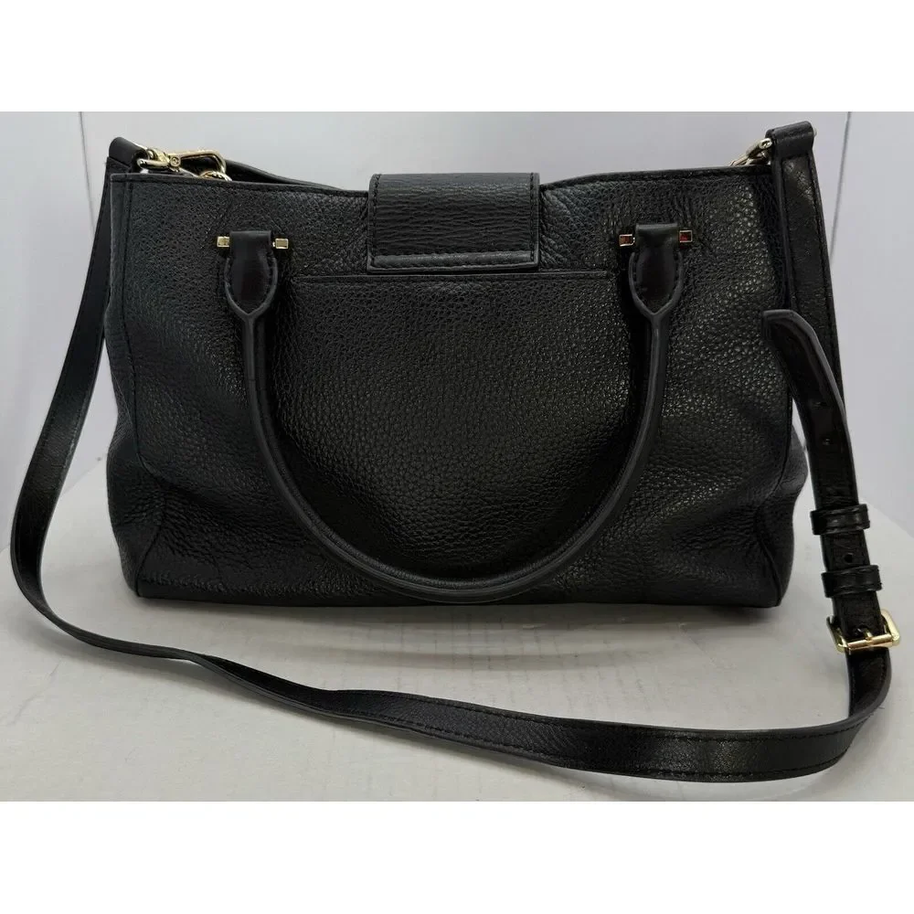 Michael Kors Pebbled Black Leather Bag With Gold Colored Logo Engraved‎ Hardware